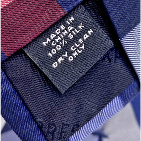 Express Plaid Tie 100% Silk Blue White Red Preppy Wedding Guest Corpcore Coastal - Picture 5 of 5